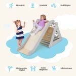 Vaikiškas medinis laipiojimo trikampis su čiuožykla (Pilka)