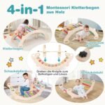 Vaikiškas medinis 4-in-1 žaidimų komplektas: supynės laipiojimo lankas ir krabų tunelis (Natūrali)