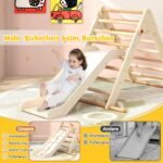 Sulankstomas medinis laipiojimo trikampis su čiuožyne (Natūrali)