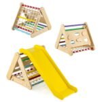 Medinis 4-in-1 laipiojimo stovas su rampomis mažyliams (Spalvota)