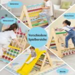 Medinis 4-in-1 laipiojimo stovas su rampomis mažyliams (Spalvota)