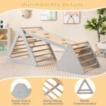 3-in-1 medinis laipiojimo rinkinys vaikams: trikampės kopėtėlės ir čiuožykla (Pilka)