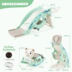 Vaikiškas 4-in-1 žaidimų komplektas su krepšinio lenta ir žiedu (Žalia)