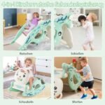 Vaikiškas 4-in-1 žaidimų komplektas su krepšinio lenta ir žiedu (Žalia)