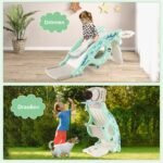 Vaikiškas 4-in-1 žaidimų komplektas su krepšinio lenta ir žiedu (Žalia)