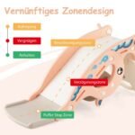 Vaikiškas 4in1 žaidimų komplektas: čiuožykla sūpuoklės krepšinio ir žiedų metimo stovo funkcija (Rožinė)