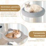 Moderni katės draskyklė su 4 lygiais ir erdvia kapsule (Natūrali)