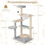Moderni katės draskyklė su 4 lygiais ir erdvia kapsule (Natūrali)