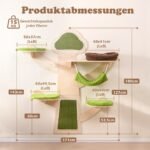 Sieninis kačių medelis su hamaku ir draskykle (Žalia)