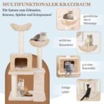 Daugiaaukštis kačių namelis su poilsio zona ir draskykle (Natūrali)