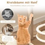 Katės draskyklė su platforma ir trimis žaislais (Natūrali)