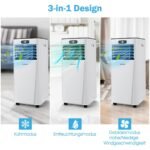 Nešiojamas oro kondicionierius 7000 BTU su vėsinimo ventiliavimo ir drėgmės šalinimo funkcija (Balta)