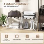 Sulankstomas dviejų lygių bagažo stovas (Balta)