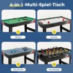 4in1 žaidimų stalas: stalo futbolas biliardas hokejus ir stalo tenisas (Juoda)
