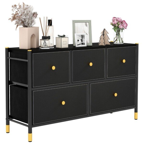 Talpinimo spintelė su penkiais stalčiais (Juoda)