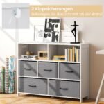 Talpinama komoda su 5 stalčiais ir atviromis lentynomis (Balta)