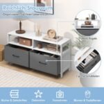 Talpinimo spintelė su dviem stalčiais ir atviromis lentynomis (Balta)