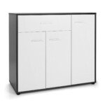 Virtuvės komoda su stalčiumi ir reguliuojama lentyna 88 x 40 x 80 cm (Juoda ir balta)