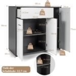 Virtuvės komoda su stalčiumi ir reguliuojama lentyna 88 x 40 x 80 cm (Juoda ir balta)