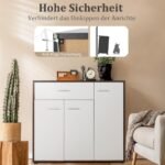 Virtuvės komoda su stalčiumi ir reguliuojama lentyna 88 x 40 x 80 cm (Juoda ir balta)