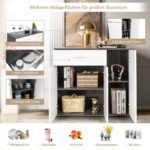 Virtuvės komoda su stalčiumi ir reguliuojama lentyna 88 x 40 x 80 cm (Juoda ir balta)