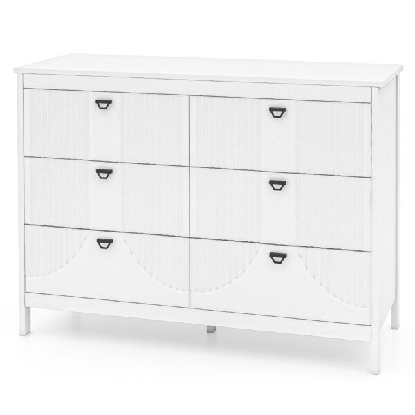 Talpi 6 stalčių komoda iš medžio drožlių plokštės (Balta)