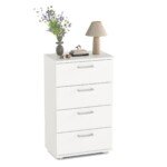 Komoda su keturiais stalčiais ir apsauga nuo apvirtimo (Balta)