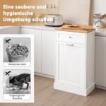 Virtuvinė spintelė šiukšliadėžei su stalčiumi ir darbine plokšte (Balta)