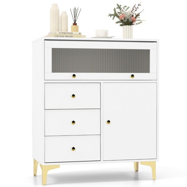 Kompaktiška 3 stalčių ir 2 durelių komoda (Balta)