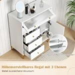 Kompaktiška 3 stalčių ir 2 durelių komoda (Balta)