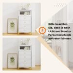 Talpi komoda su 4 stalčiais ir atverčiama stiklo durele (Balta)