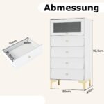 Talpi komoda su 4 stalčiais ir atverčiama stiklo durele (Balta)