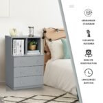 Dvipusė komoda su trimis stalčiais ir dviem atviromis lentynomis (Pilka)