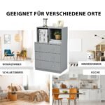 Dvipusė komoda su trimis stalčiais ir dviem atviromis lentynomis (Pilka)