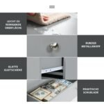 Dvipusė komoda su trimis stalčiais ir dviem atviromis lentynomis (Pilka)