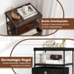 Indukcinė komoda su trimis stalčiais ir medine plokšte (Juoda)