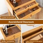 Kompaktiškas kosmetinis staliukas su veidrodžiu ir stalčiais (Natūrali)