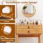 Kompaktiškas kosmetinis staliukas su veidrodžiu ir stalčiais (Natūrali)