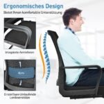 Ergonomiška biuro kėdė iki 136 kg svoriui (Juoda)