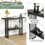 Kompaktiškas konsolinis staliukas su dviem lentynomis ir metaliniu rėmu (Juoda)