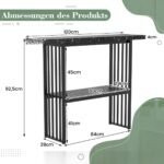 Kompaktiškas konsolinis staliukas su dviem lentynomis ir metaliniu rėmu (Juoda)