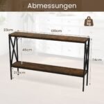 Konsolinis staliukas su metaliniu rėmu 120 cm (Rustic rudos)