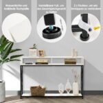 Konsolinis staliukas atviros lentynos plieninis rėmas 120 x 23 x 79 cm (Balta)