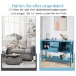 Medinė komoda-sekretorė su 2 stalčiais ir 2 spintelėmis (Mėlyna)