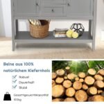 Konsolinis staliukas su dviem stalčiais ir medžio masyvo kojomis (Pilka)