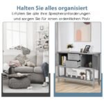 Konsolinis staliukas su dviem stalčiais ir medžio masyvo kojomis (Pilka)