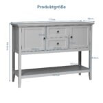 Konsolinis staliukas su dviem stalčiais ir medžio masyvo kojomis (Pilka)