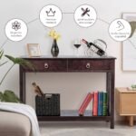 Konsolinis staliukas su stalčiais ir atviru skyriumi (Ruda)