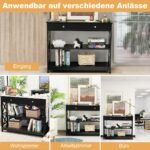 Konsolinis staliukas su stalčiumi ir lentynomis 100x30x80 cm (Juoda)