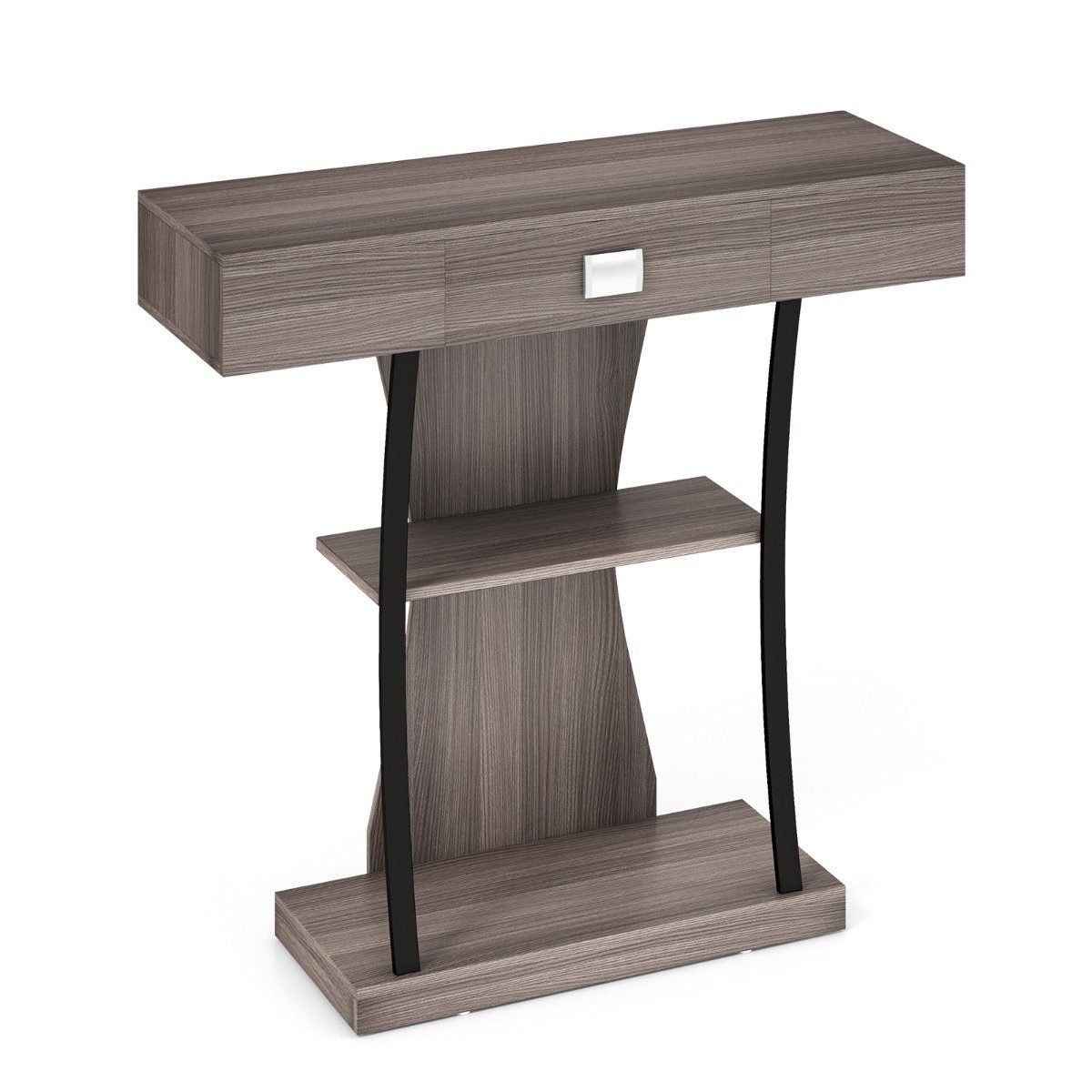 konsolentisch-jv10598gr_8_ Stalas su stalčiais ir lentynomis (Pilka)